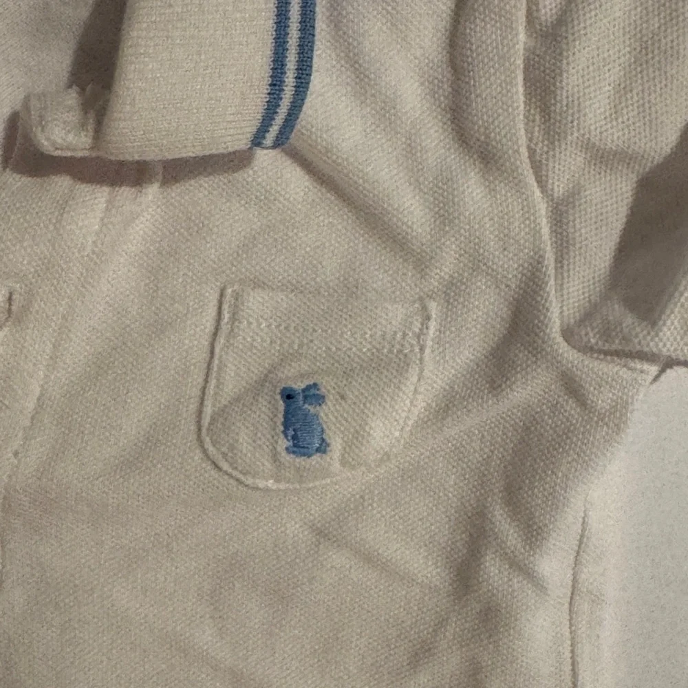 Janie and‎ Jack Seersucker Polo & Overalls With Matching Hat 6-12 Months Boy